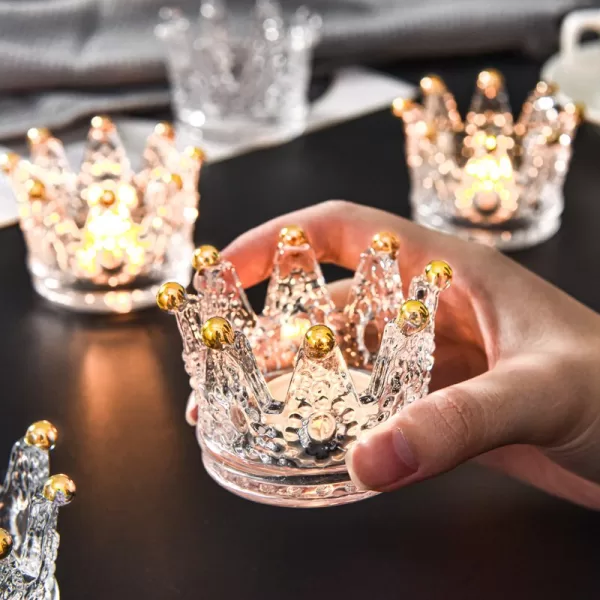 PCS Crystal Crown Tealight Candle Holder Necklace Ring Jewelry Organizer Home Decoration