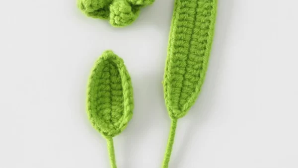 10PCS Handmade Knitting Leaves Green Decoration DIY Accessories Applique Crochet Wool Flower Leaves Receptacle