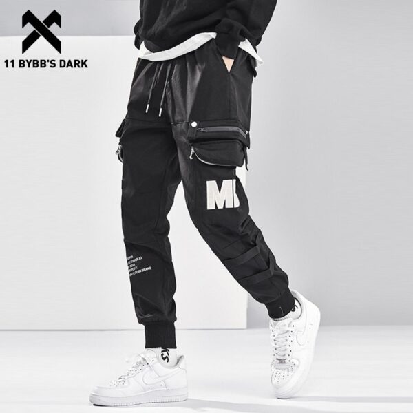 11 BYBB S DARK 2021 Shrink Straps Decorate Joggers Men Pants Hip Hop Streetwear Loose Cargo