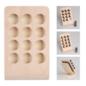 12 Holes 15ML Rectangle Shape Wooden Essential Oil Display Stand Holder Crafts Multi-Purpose Craft Supplies Organization