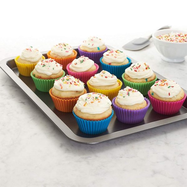 12pcs Set Silicone Cake Mold Round Shaped Muffin Cupcake Baking Molds Kitchen Cooking Bakeware Maker DIY 3