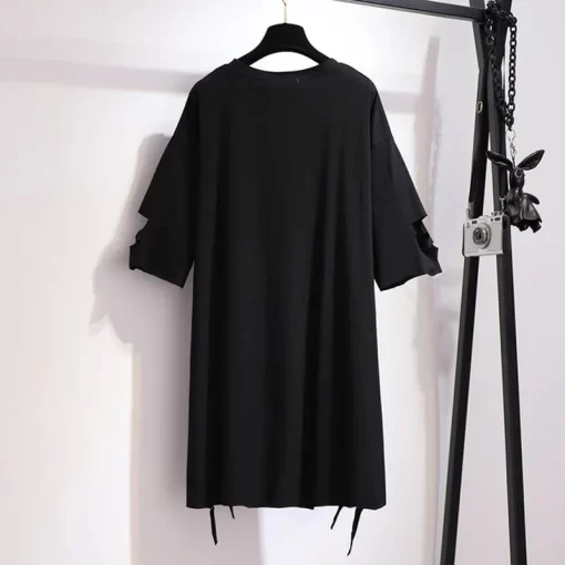 150Kg Plus Size Women s Summer Loose Hole Student T Shirt Dress Bust 157cm 6XL 7XL 1