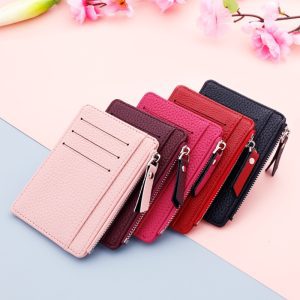 1PC Ultra Thin Women Men Credit ID Card Holder PU Leather Zipper Fashion Small Wallet Money