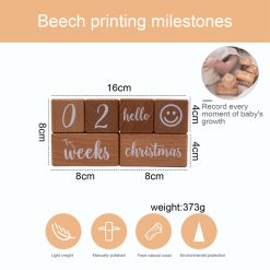 1Set Baby Milestone Cards Wooden Block With Box Commemorate Baby Birth Photography Prop Block Newborn Photography 1