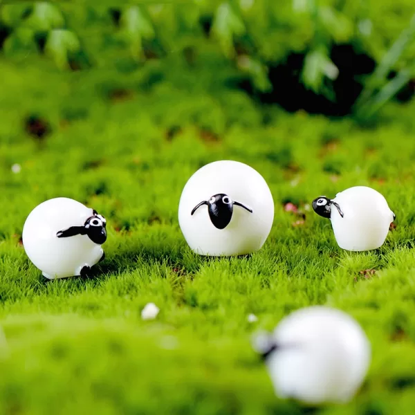 Pc Resin Sheep Room Decora Mini Goat Micro Landscape Decoration Cute Animal Moss Landscape Ornaments