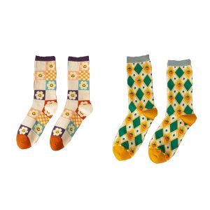 2 Pair Print Cute Long Winter Socks Women Fashion New Flowers Cotton Socks Set Kawaii Breathable 10.jpg 640x640 10