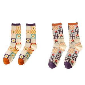 2 Pair Print Cute Long Winter Socks Women Fashion New Flowers Cotton Socks Set Kawaii Breathable 5.jpg 640x640 5