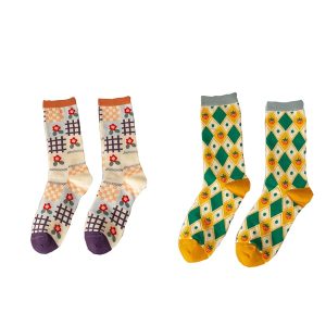 2 Pair Print Cute Long Winter Socks Women Fashion New Flowers Cotton Socks Set Kawaii Breathable 6.jpg 640x640 6