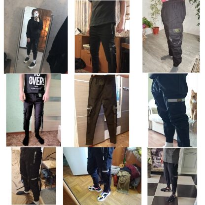 2020 Joggers Cargo Pants for Men Casual Hip Hop Hit Color Pocket Male Trousers Sweatpants Streetwear 1