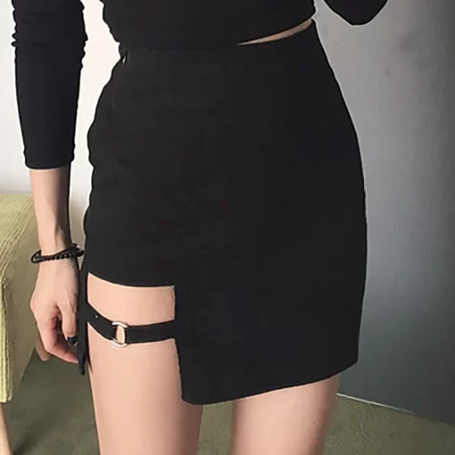 Korean Style Black Irregular Hip Skirts | Micro Mini Skirt for Summer Fashion