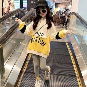 2021 Fashionable New Girls Clothing Spring Autumn Hooded Outfits Big Kids Middle And Big Kids Leisure