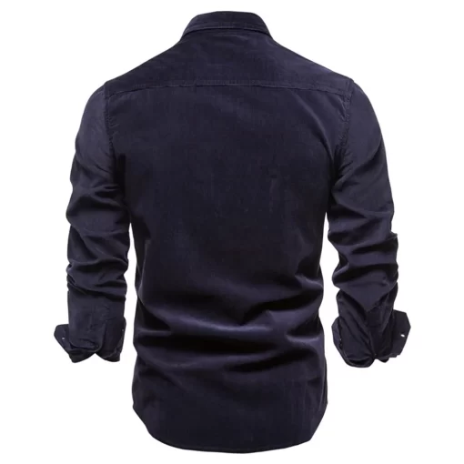 2021 New Single Breasted 100 Cotton Men s Shirt Business Casual Fashion Solid Color Corduroy Men 2