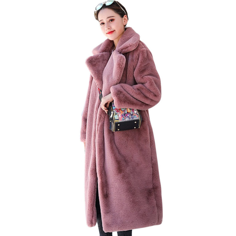 2021 New Women Winter Warm Faux Fur Coat Thick Women Long Coat Turn Down Collar Women 6