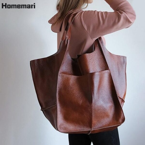2021 Soft Large Capacity Tote Bag Shopper Bag Women Handbag Luxury Pu Leather Shoulder Bag Retro 2