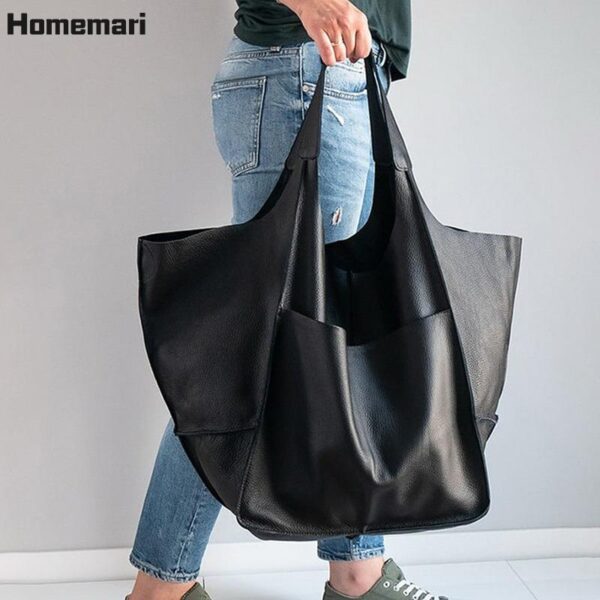2021 Soft Large Capacity Tote Bag Shopper Bag Women Handbag Luxury Pu Leather Shoulder Bag Retro 4