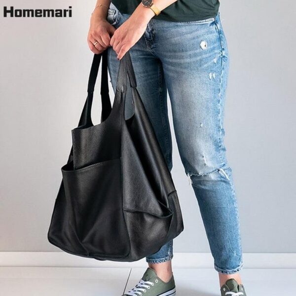 2021 Soft Large Capacity Tote Bag Shopper Bag Women Handbag Luxury Pu Leather Shoulder Bag Retro 5
