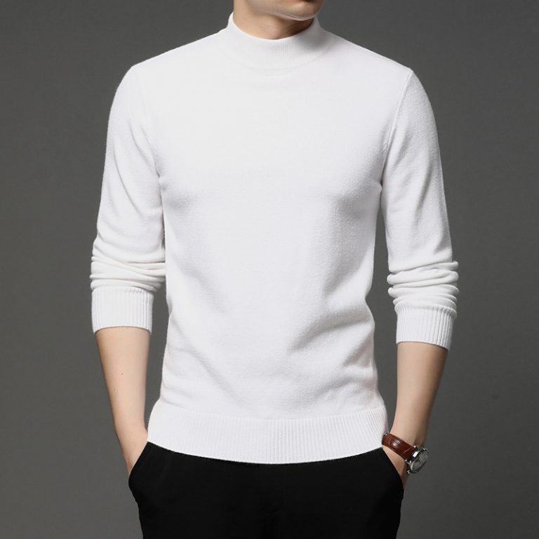 2022 Autumn and Winter New Men Turtleneck Pullover Sweater Fashion Solid Color Thick and Warm Bottoming 1