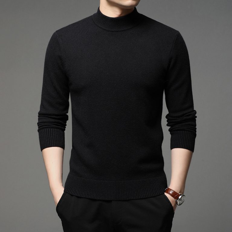 2022 Autumn and Winter New Men Turtleneck Pullover Sweater Fashion Solid Color Thick and Warm Bottoming 2