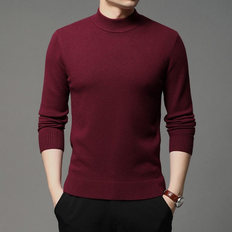 2022 Autumn and Winter New Men Turtleneck Pullover Sweater Fashion Solid Color Thick and Warm Bottoming 3