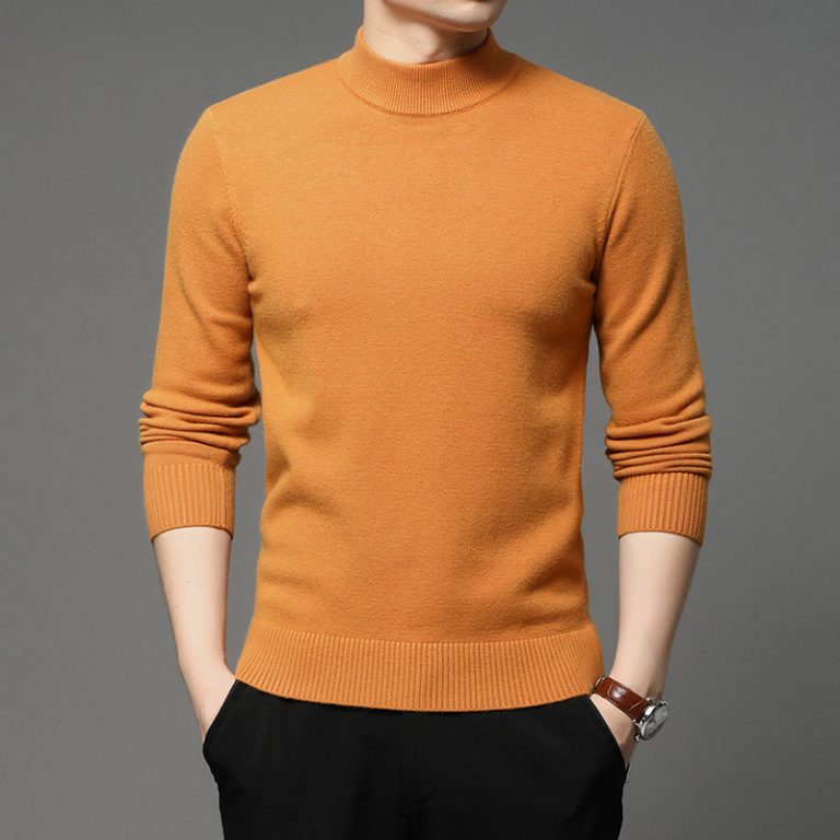2022 Autumn and Winter New Men Turtleneck Pullover Sweater Fashion Solid Color Thick and Warm Bottoming 4