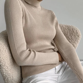 2022 Basic Turtleneck Women Sweaters Autumn Winter Thick Warm Pullover Slim Tops Ribbed Knitted Sweater Jumper