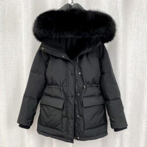 2022 Cotton Padded Fur Parka New Big Fur Collar Down Winter Jacket Women Thick Warm Parkas
