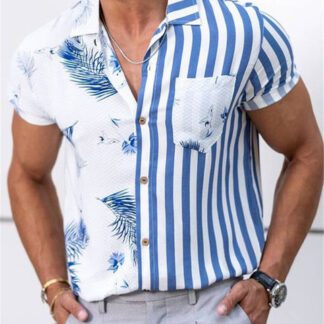 2022 Fashion Luxury Social Men Shirts Turn down Collar Buttoned Stripe Shirt Casual Print Short sleeves 1.jpg 640x640 1