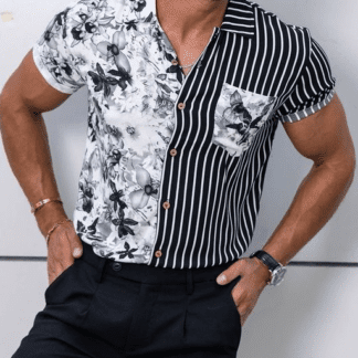 2022 Fashion Luxury Social Men Shirts Turn down Collar Buttoned Stripe Shirt Casual Print Short sleeves 2.png 640x640 2