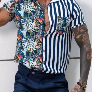 2022 Fashion Luxury Social Men Shirts Turn down Collar Buttoned Stripe Shirt Casual Print Short sleeves.jpg 640x640