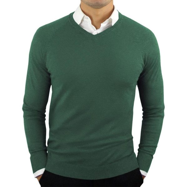 2022 High Quality New Fashion Brand Woolen Knit Pullover V Neck Sweater Black for Men Autum 1