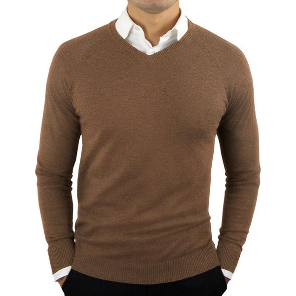 2022 High Quality New Fashion Brand Woolen Knit Pullover V Neck Sweater Black for Men Autum 2