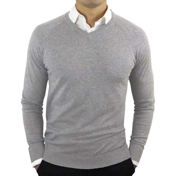 2022 High Quality New Fashion Brand Woolen Knit Pullover V Neck Sweater Black for Men Autum 4