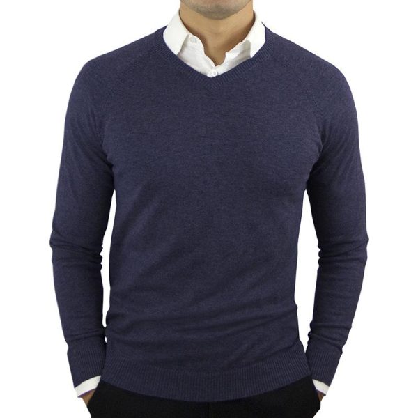 2022 High Quality New Fashion Brand Woolen Knit Pullover V Neck Sweater Black for Men Autum 5