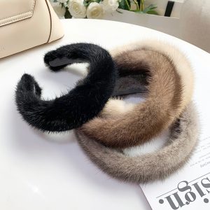 2022 Hot Sale Women Luxury winter 100 Real Mink Fur Headbands High Quality Real Fur Hair