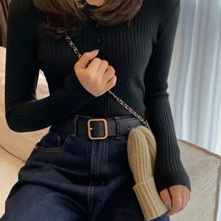Knitted Women Button Sweater Pullovers spring Autumn Basic Women highneck Sweaters Pullover Slim female High jpg x