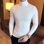 2022 Korean Slim Solid Color Turtleneck Sweater Mens