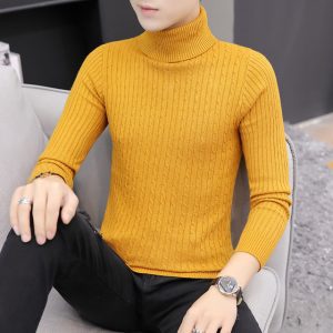 2022 Korean Slim Solid Color Turtleneck Sweater Mens Winter Long Sleeve Warm Knit Sweater Classic Solid 3.jpg 640x640 3