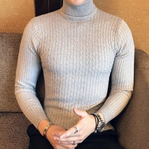 2022 Korean Slim Solid Color Turtleneck Sweater Mens Winter Long Sleeve Warm Knit Sweater Classic Solid 8.jpg 640x640 8