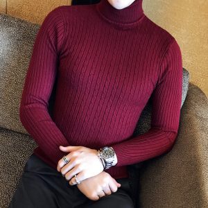 2022 Korean Slim Solid Color Turtleneck Sweater Mens Winter Long Sleeve Warm Knit Sweater Classic Solid 9.jpg 640x640 9