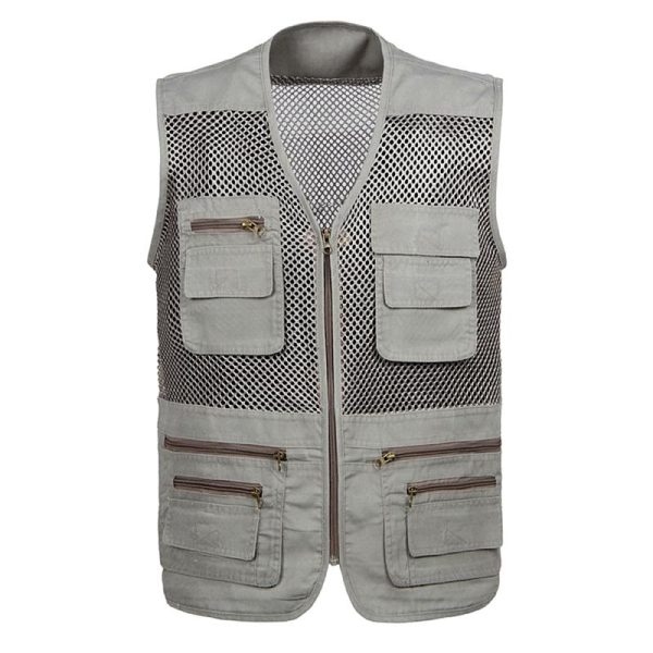 2022 Mens Quick Drying Vests Fahsion Multi Pockets Mens Breathable Cargo Vest Men Fishing Work Sleeveless 3