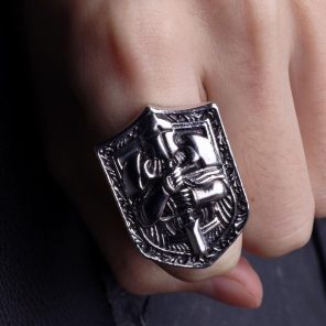 New Church Knight Ring Men s Punk European Medieval Templar Ring Thick Finger Friends Exquisite