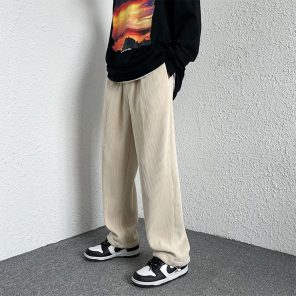 New Corduroy Men s Casual Pants Drawstring Designer Loose Straight Trousers For Man Streetwear Solid