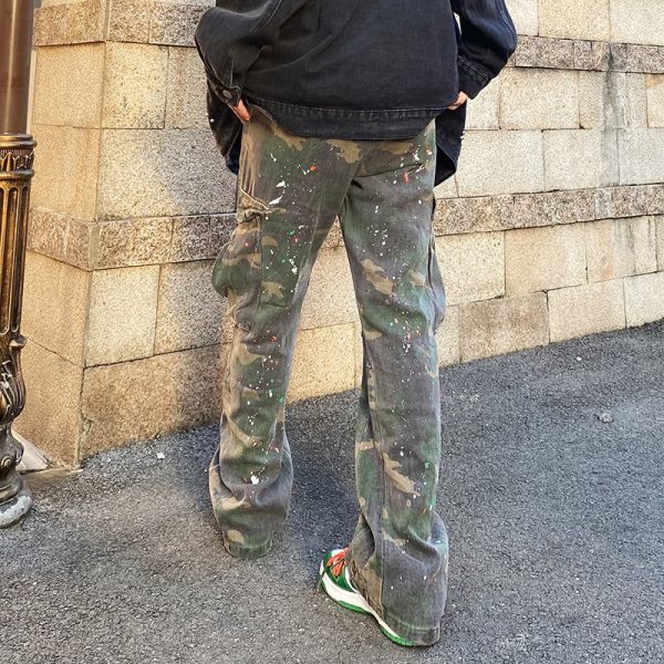 2022 New Fashion Camouflage Baggy Tracksuit Cargo Pants For Men Inkjet Side Pockets Sports Joggers Women 1