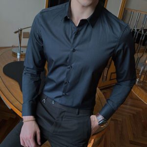 2022 New Fashion Cotton Long Sleeve Shirt Solid Slim Fit Male Social Casual Business White Black.jpg 640x640