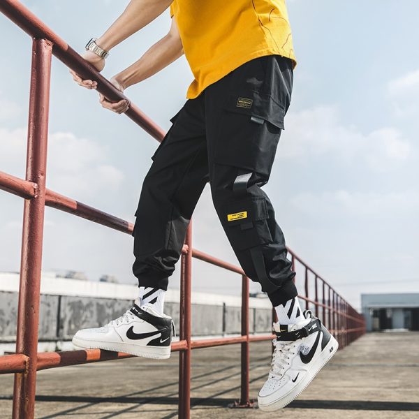 2022 New Hip Hop Joggers Cargo Pants Men Harem Pants Multi Pocket Ribbons Man Sweatpants Streetwear 1