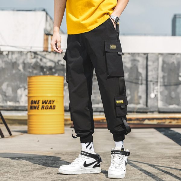 2022 New Hip Hop Joggers Cargo Pants Men Harem Pants Multi Pocket Ribbons Man Sweatpants Streetwear 2