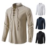 2022 New Men s Casual Blouse Cotton Linen