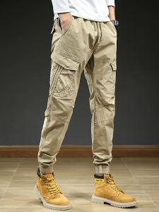 2022 New Spring Summer Multi Pockets Cargo Pants Men Streetwear Slim Fit Casual Joggers Male Stretch