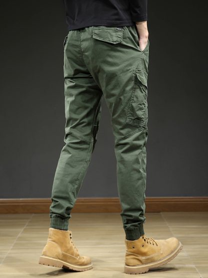 2022 New Spring Summer Multi Pockets Cargo Pants Men Streetwear Slim Fit Casual Joggers Male Stretch 3