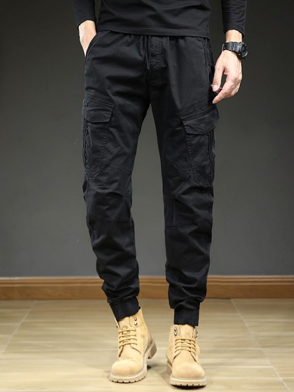 2022 New Spring Summer Multi Pockets Cargo Pants Men Streetwear Slim Fit Casual Joggers Male Stretch 4